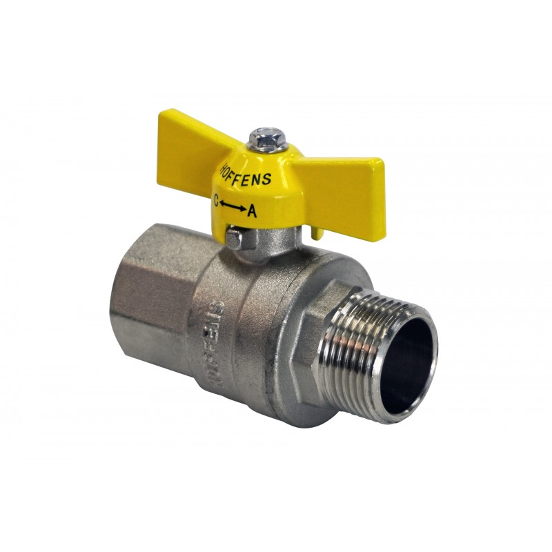 Llave de Gas HI-HE Manilla Amarilla Mariposa 3/4"