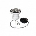 Desagüe Lavatorio 1 1/4" Rejilla Inoxidable con Tapón y Cadena