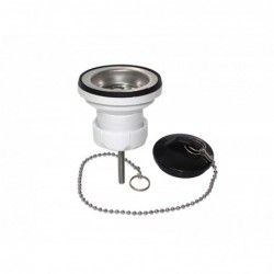 Desagüe Lavatorio 1 1/4" Rejilla Inoxidable con Tapón y Cadena