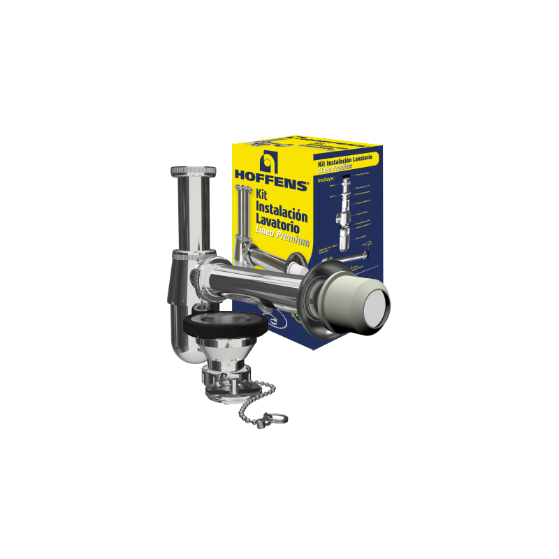 Kit Sifón Lavatorio Metálico 1 1/4" con Desagüe Cromado