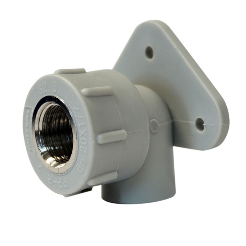 CODO 90° PP-R GENÉRICO CON SOPORTE FUSIÓN/HI METÁLICO